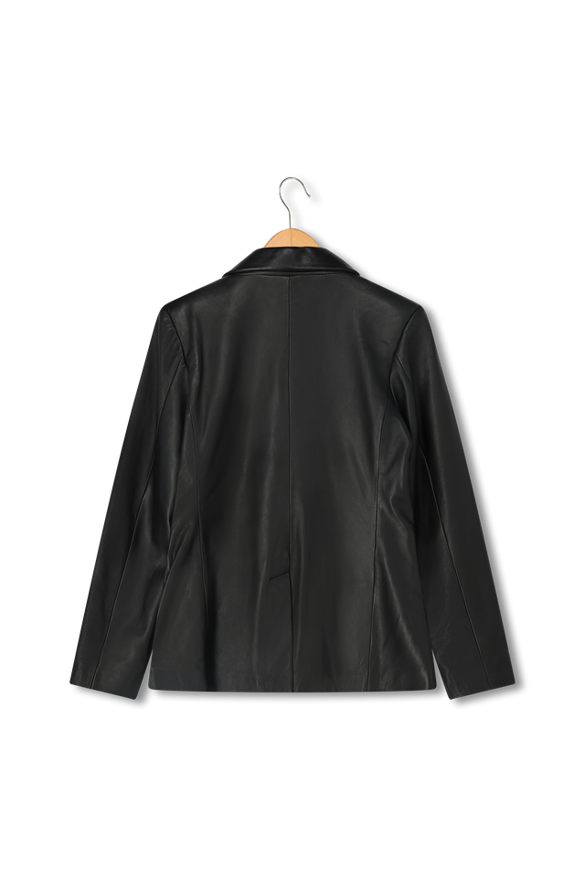 Black leather blazer | black