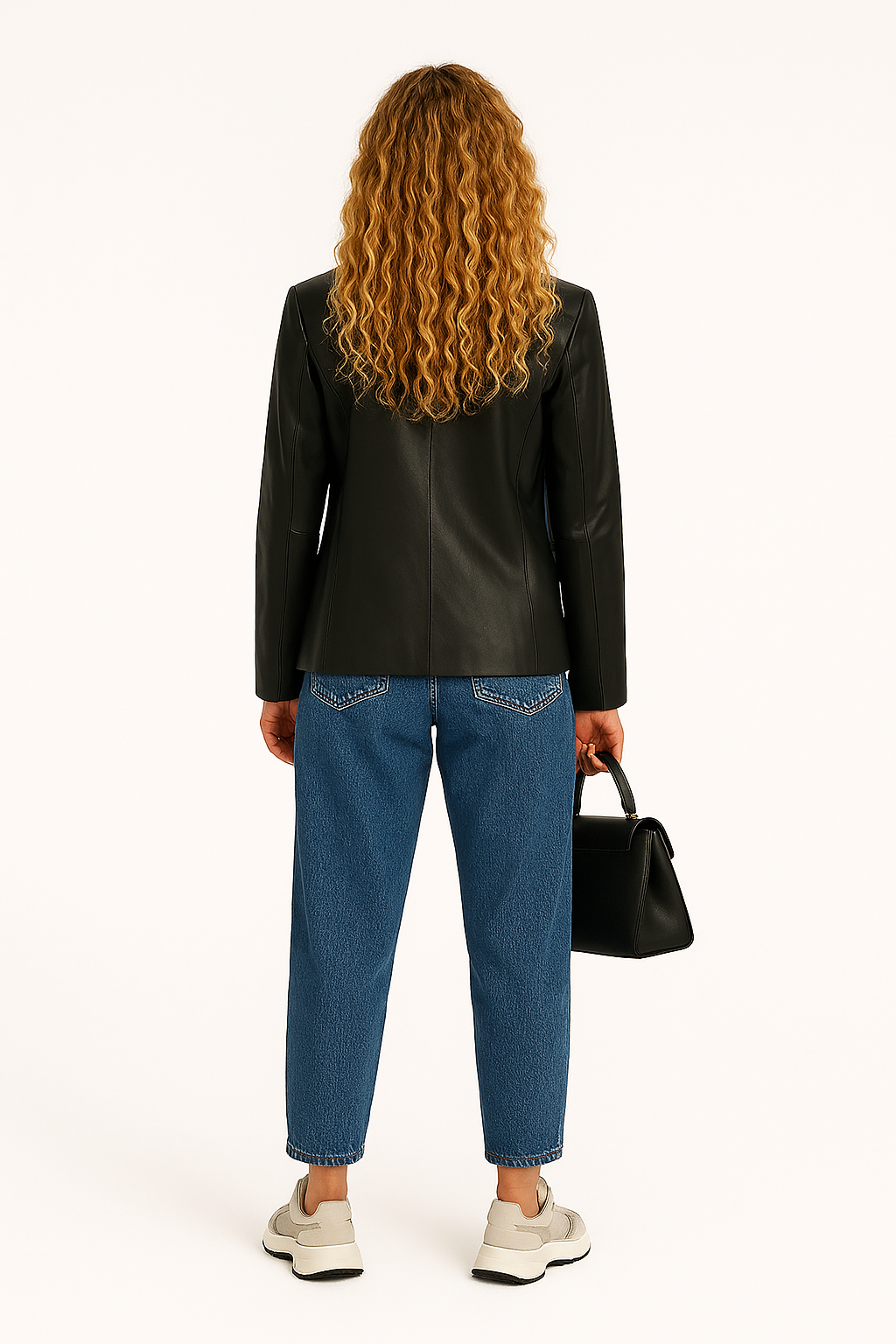 Black leather blazer | black