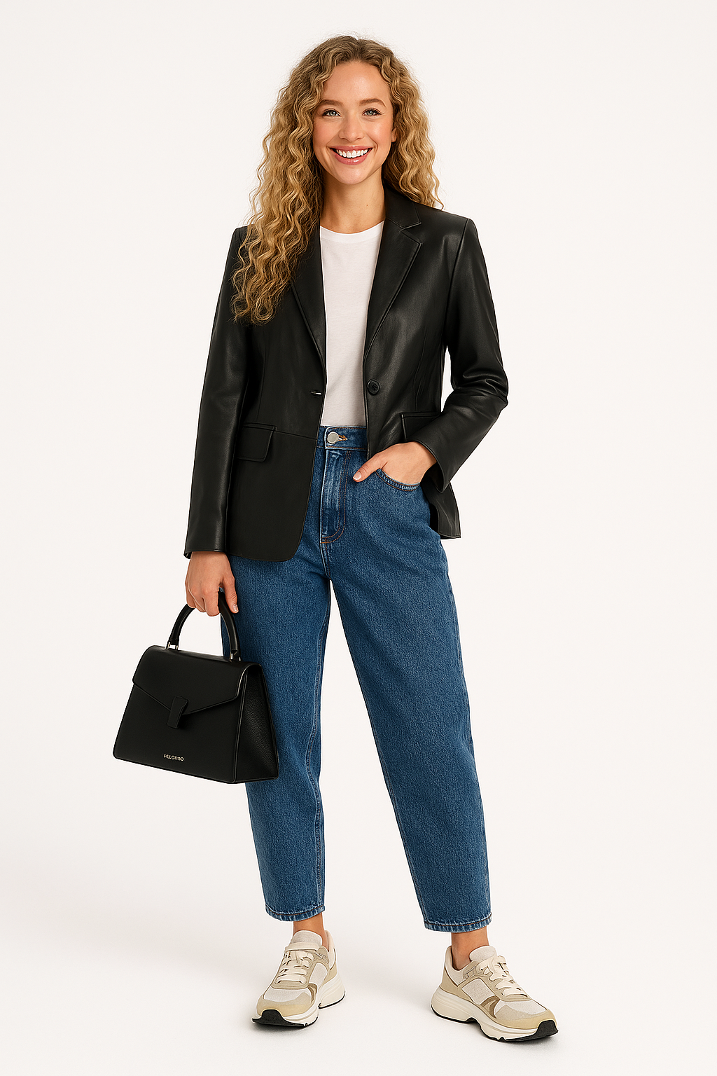 Black leather blazer | black