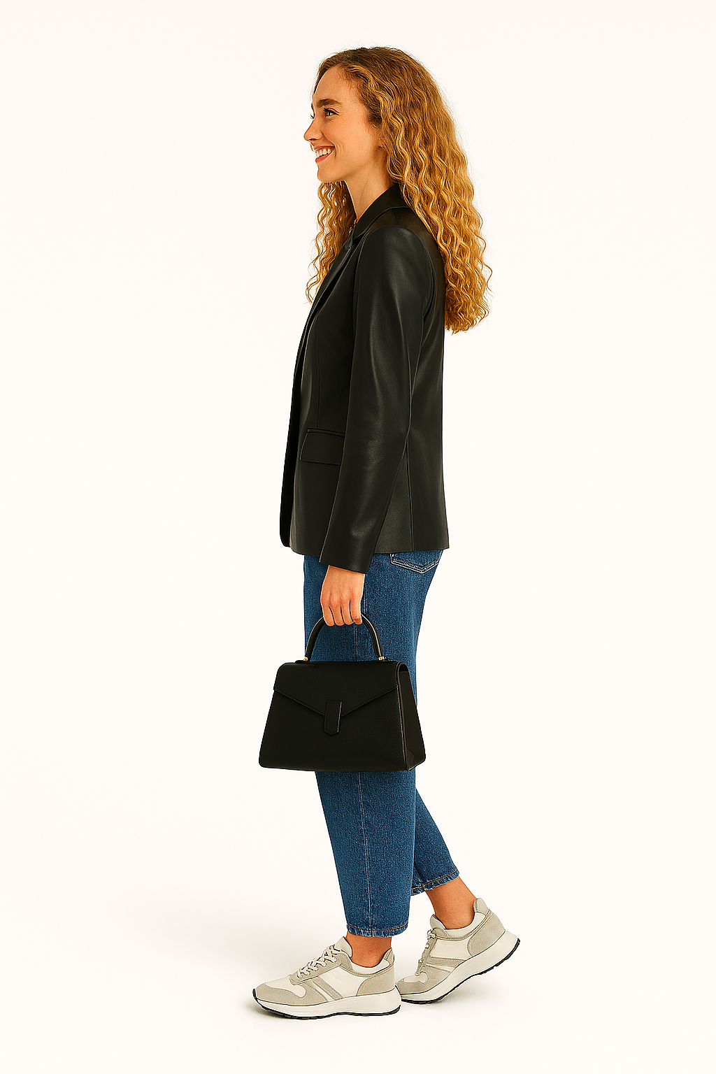 Black leather blazer | black