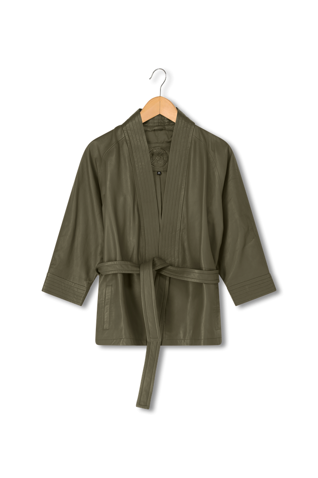 Leather green  kimono | khaki green