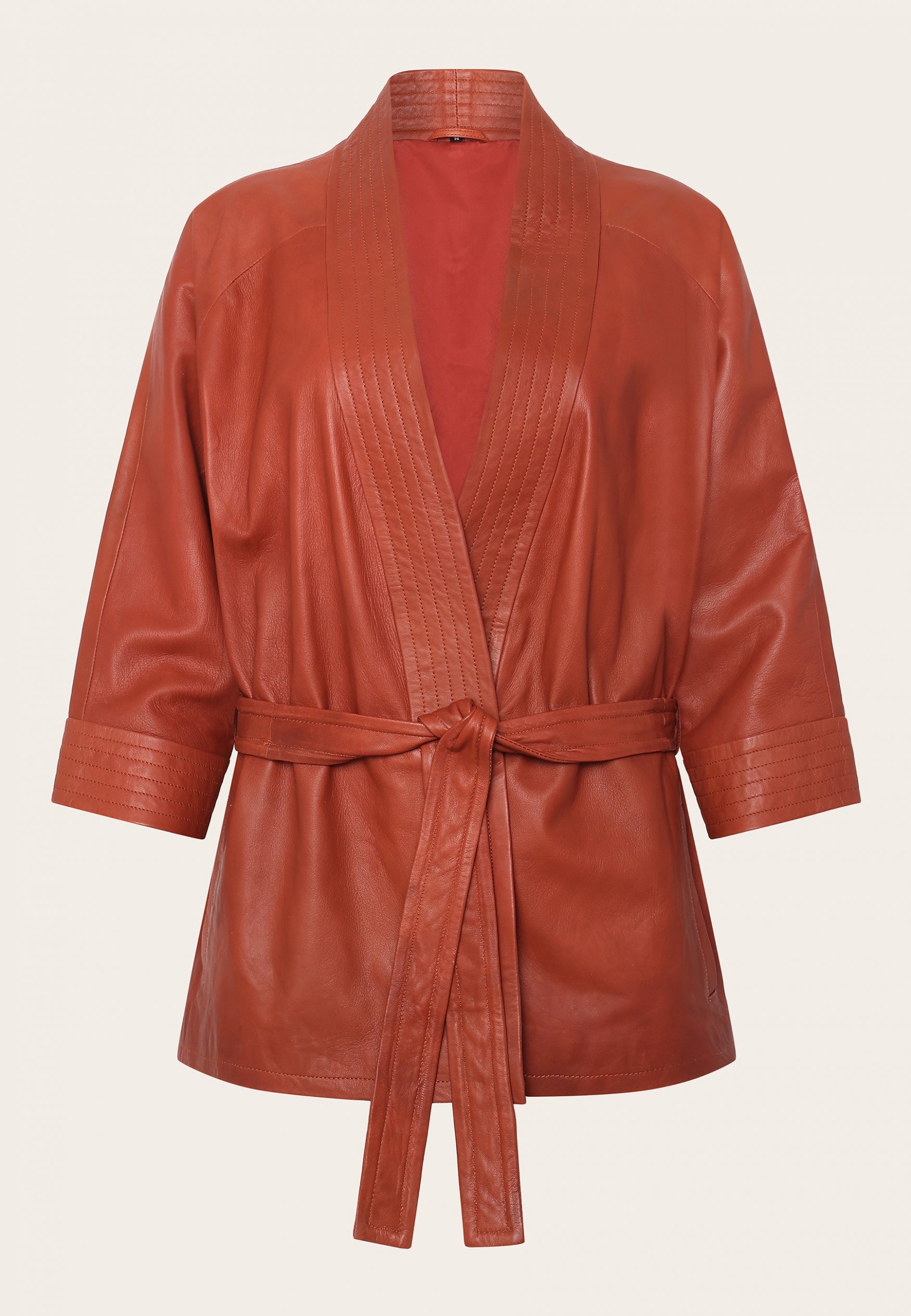 Cognac leather kimono | cognac