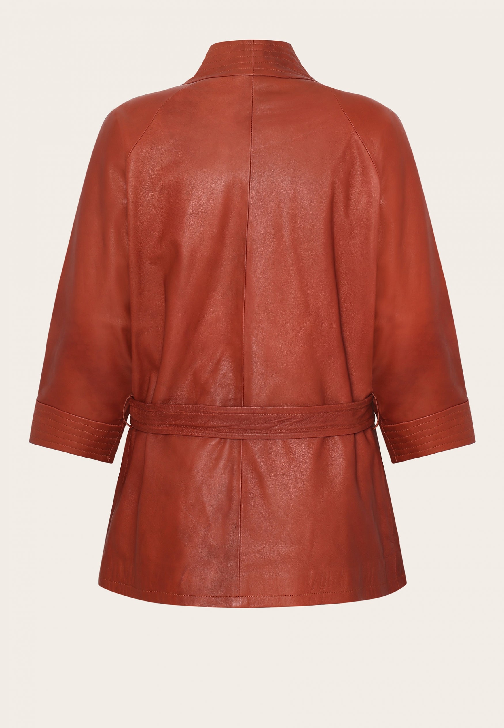 Cognac leather kimono | cognac