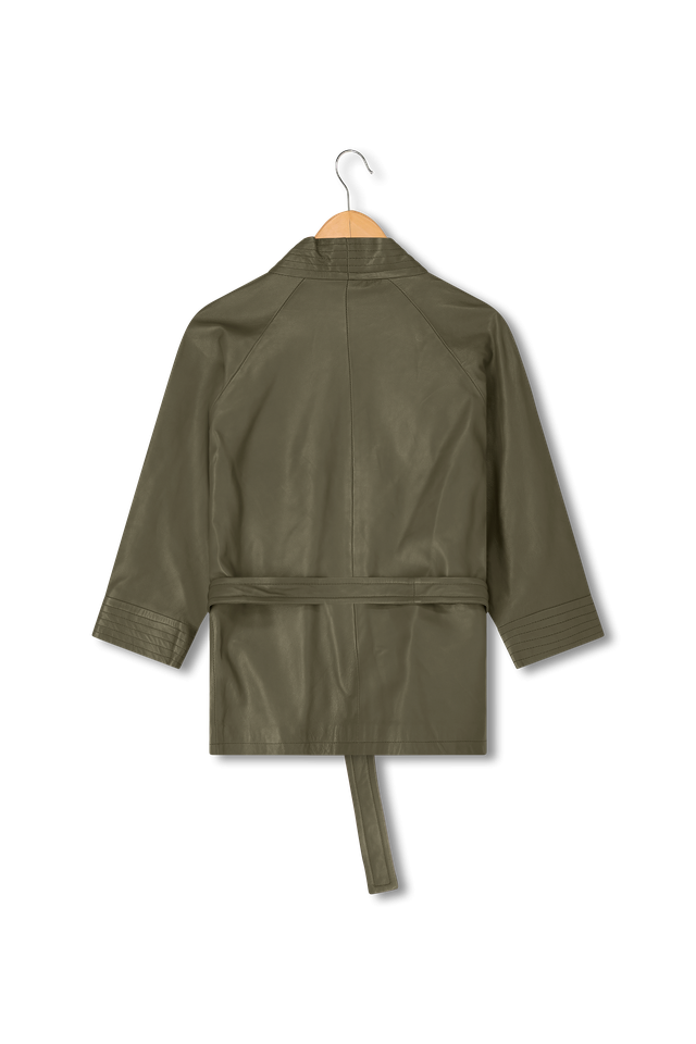 Leather green  kimono | khaki green