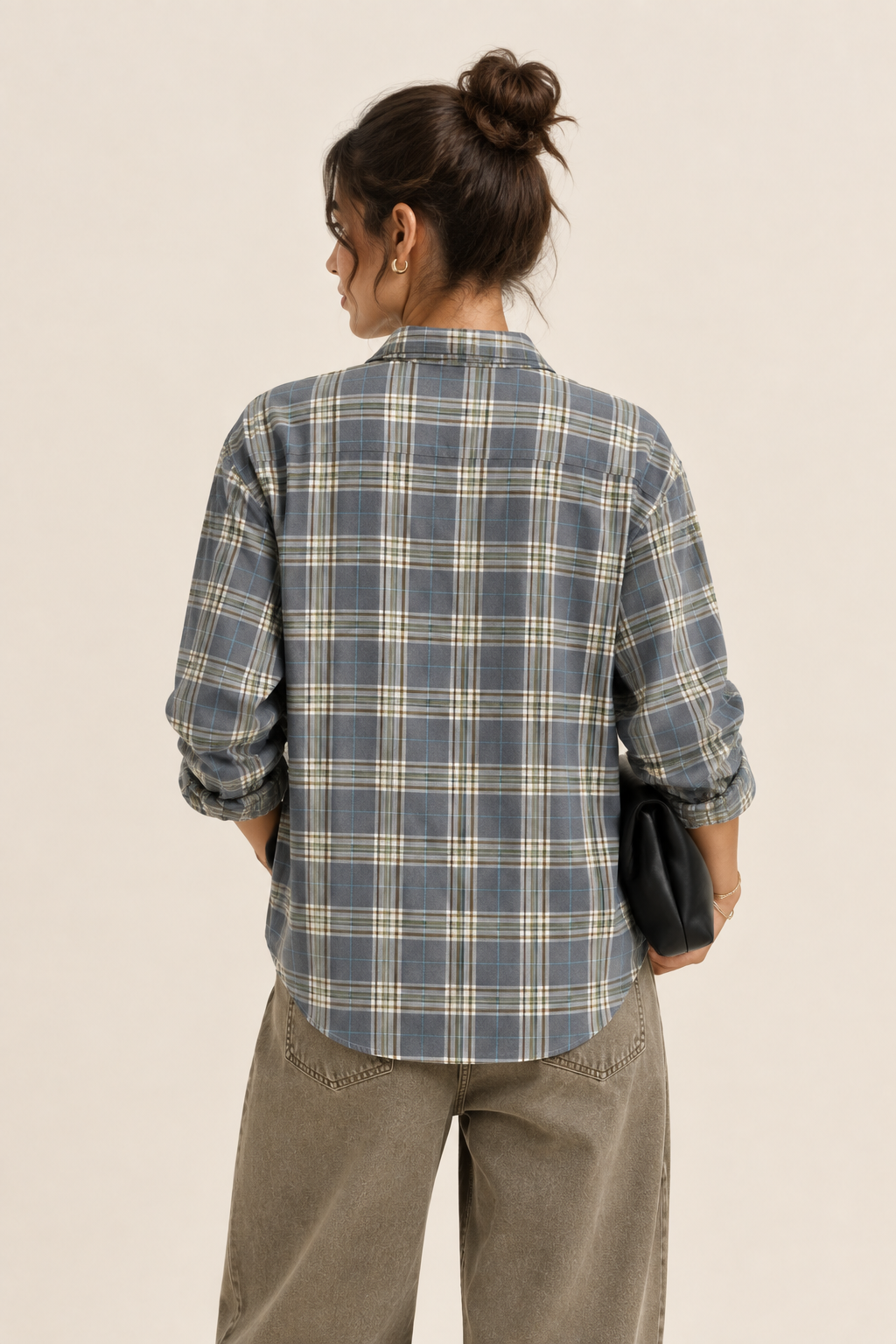 Shirt Nienke checks | taupe