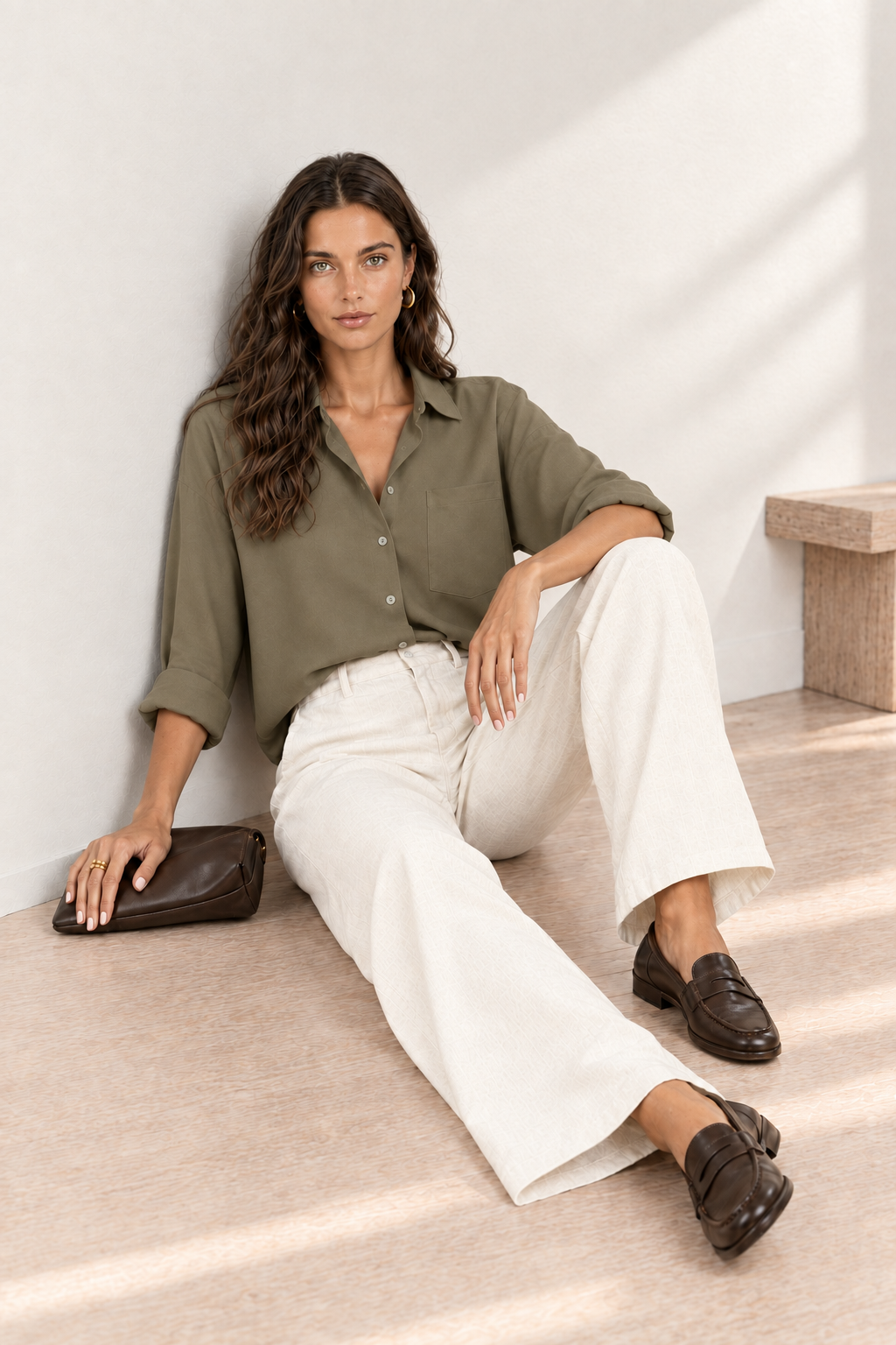 Shirt Ness khaki viscose | khaki green