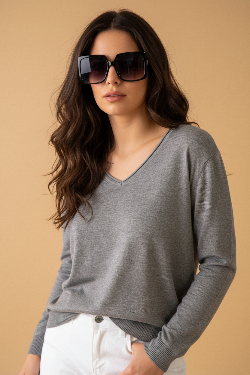 Sweater V- neck Ginny grey | grey