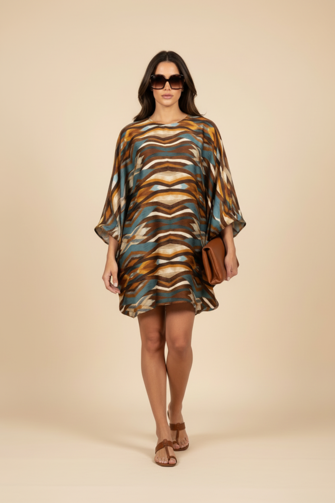 Lucy dress Ikat brown | chocolate