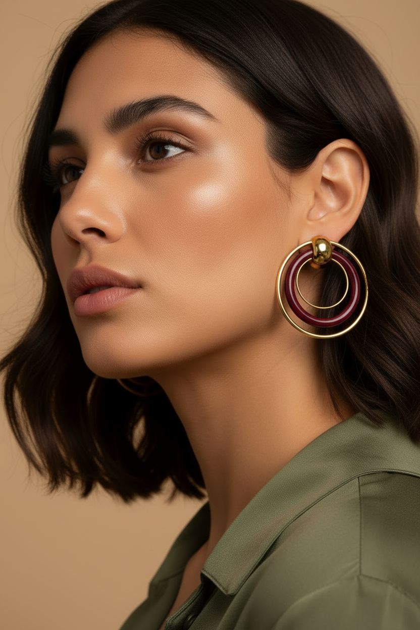 Earrings Judith Burgundy editorial