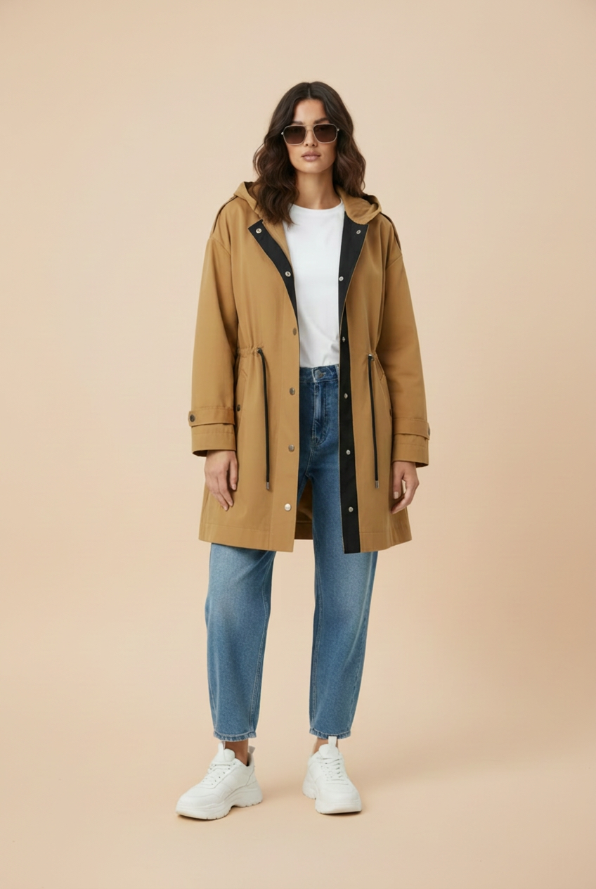 Victorinne trench latte voorkant