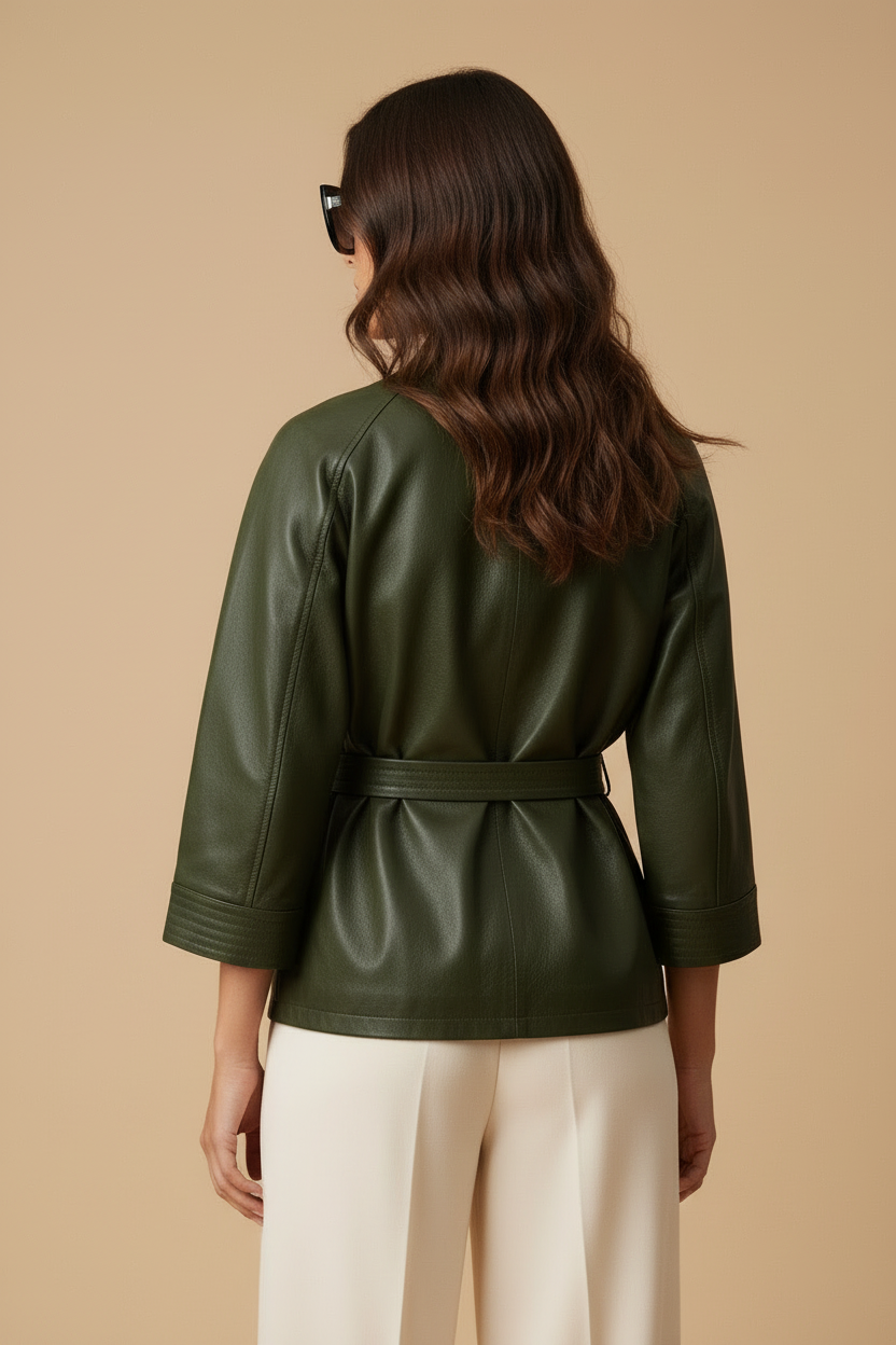 Leather green  kimono | khaki green