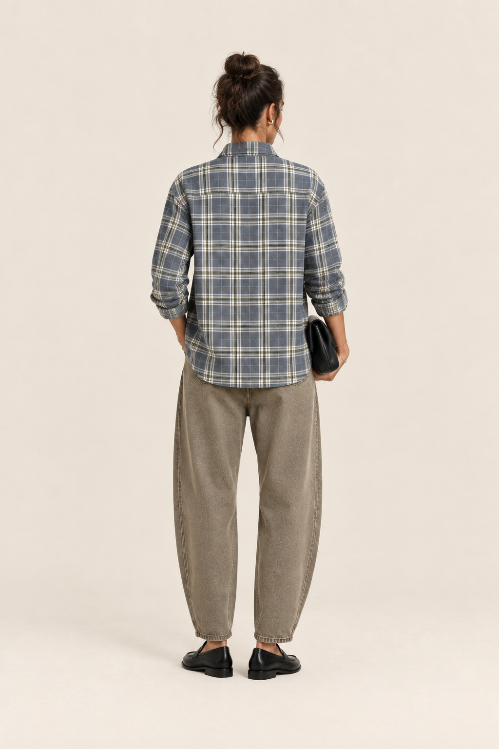 Shirt Nienke checks | taupe