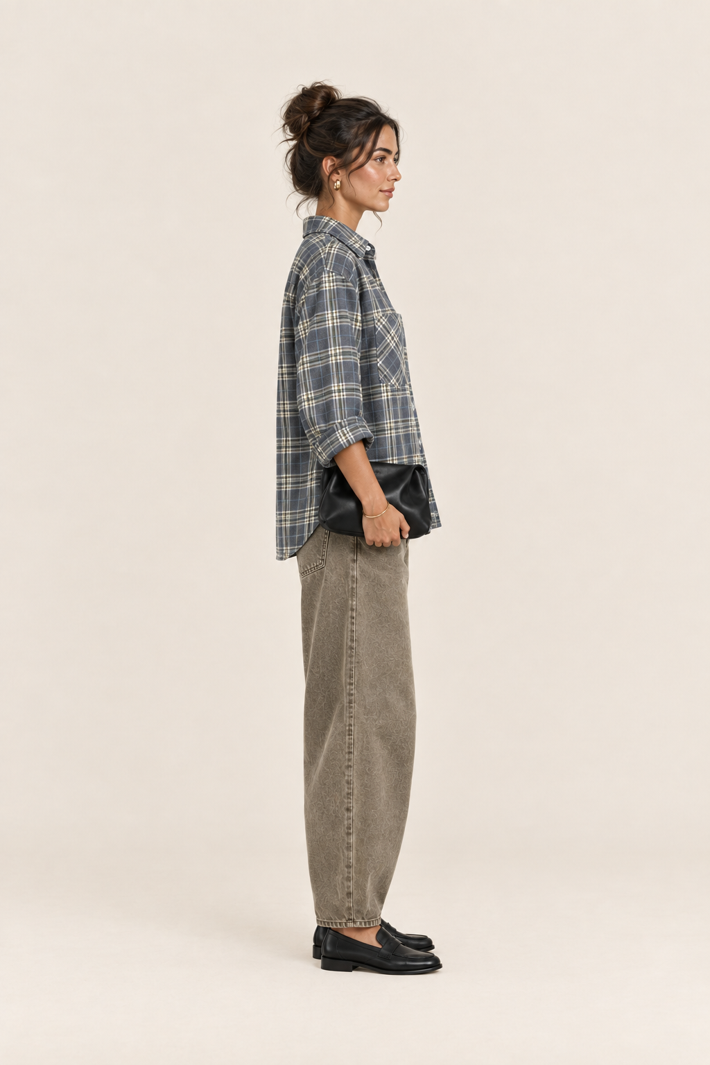 Shirt Nienke checks | taupe