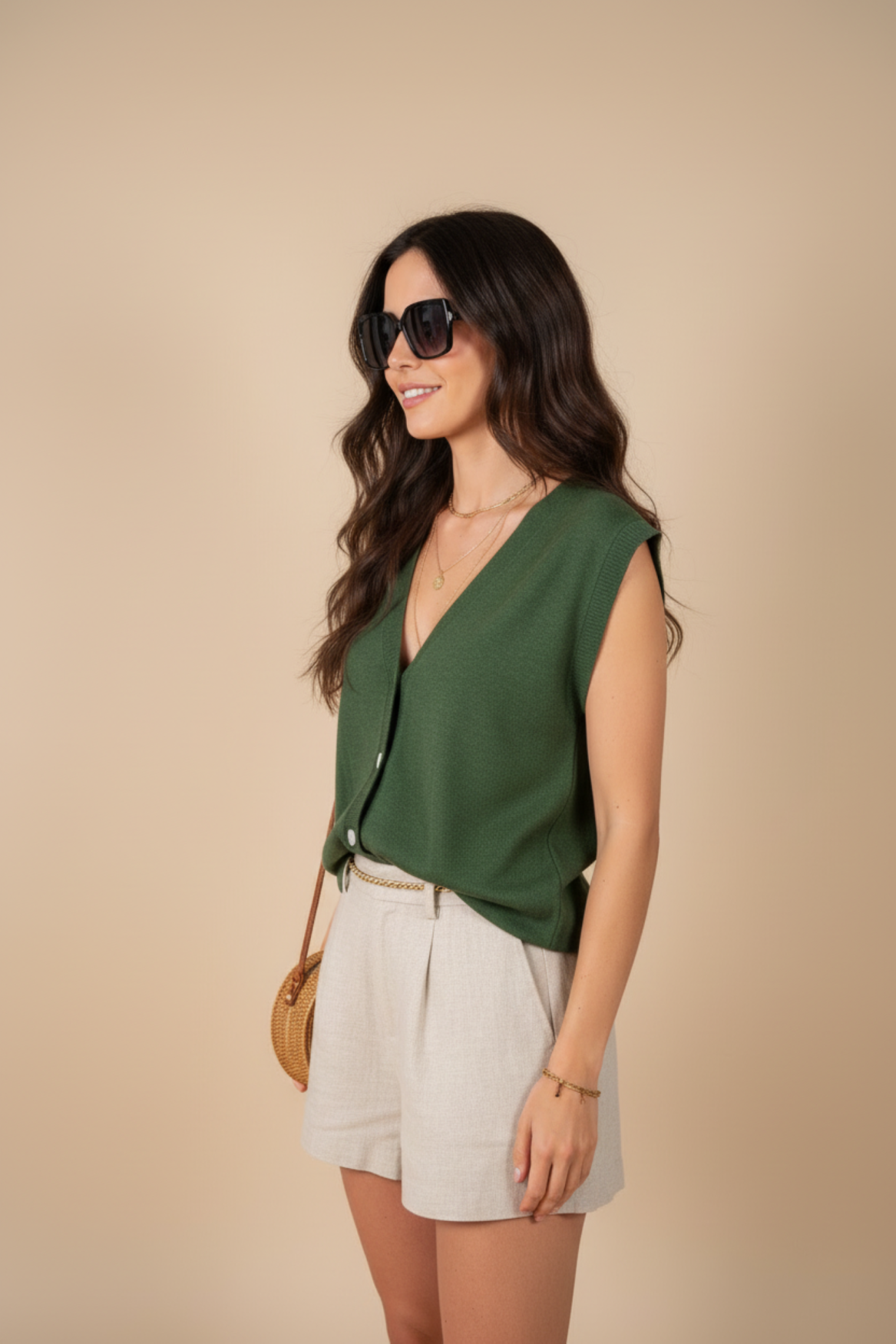 Gilet manou green | khaki green