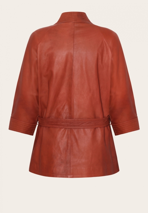 Cognac leather kimono